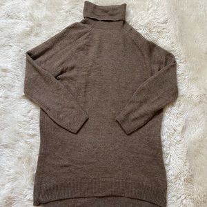 H&M long knit brown turtleneck sweater size XS